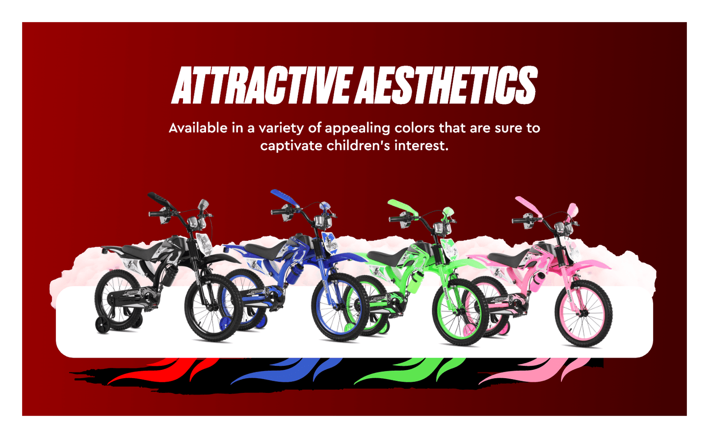 Touch of Venetian 12" / 16" Boys Motorcross Bike with Stabilisers Black Red Green Blue Moto Wheels Kids Bicycle for Ages 2-9 Years Old Motorcycle Sound Motorcross