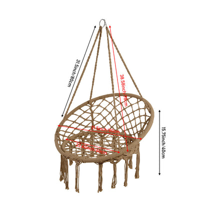 Balcony Rocking Chair, Courtyard Woven Hanging Basket, Hanging Cotton Rope Iron Ring Hanging Chair, Suitable for Indoor, Outdoor, Home, Balcony, Courtyard, Garden, Maximum Load Capacity: 200kg, Material: Iron Ring, Cotton Rope (No Include Cushion)