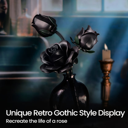 Special Party Gift Gothic Black Rose Simulation Flower Art Ornaments Background Bouquet Building Block Set 3 Rose Building Block Combination Set 152pcs