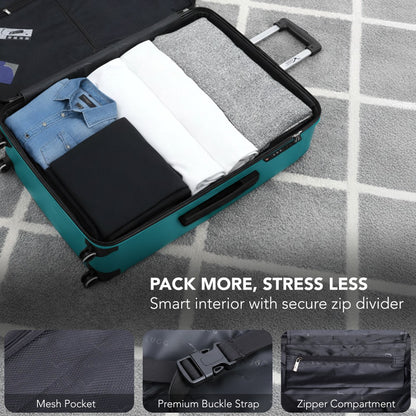28 Inch Large Suitcase Lightweight ABS Hard Shell with TSA Lock & 4 Spinner Wheels - 75x49x29cm Check-In Luggage, Water-Resistant, UK Stock