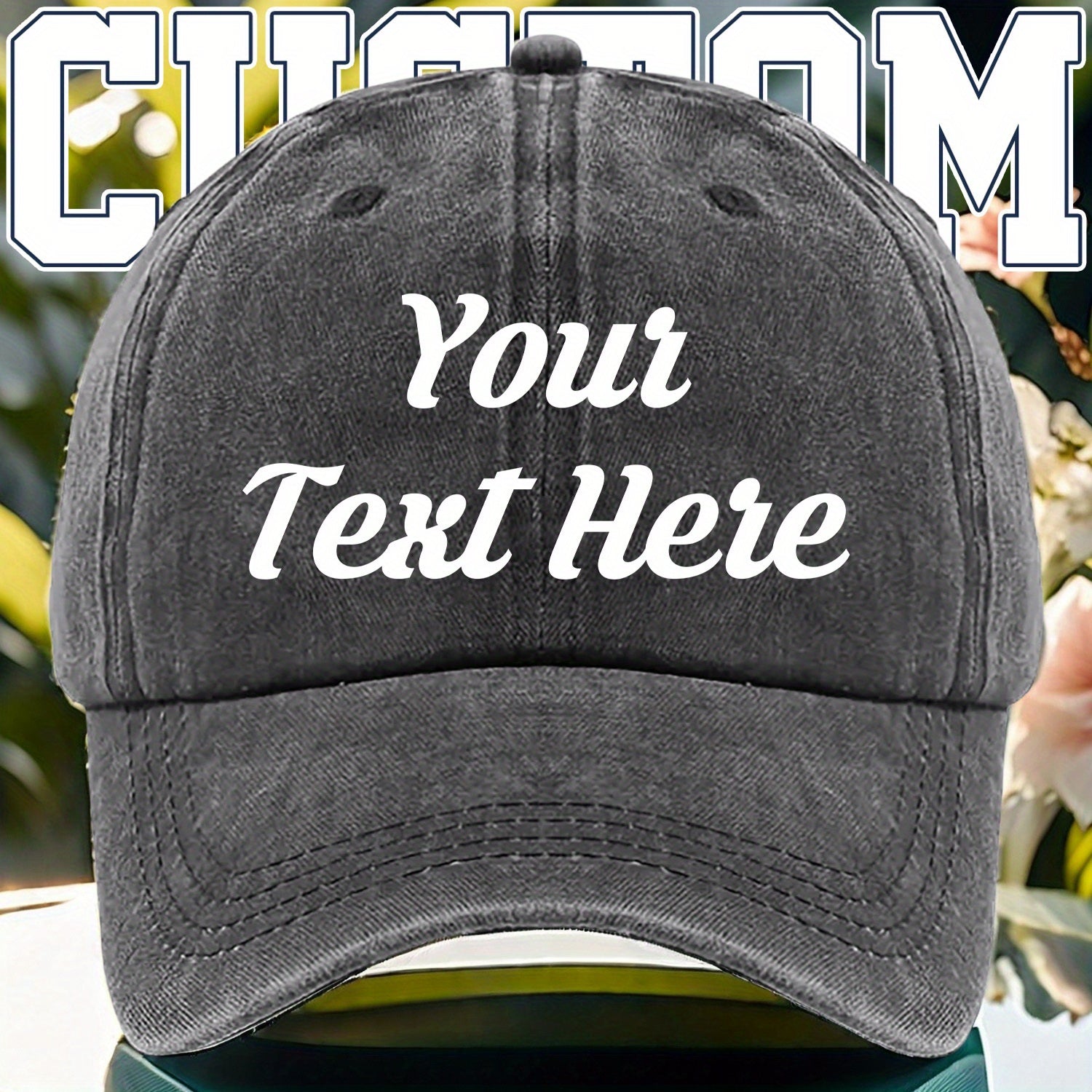 Personalised Text Baseball Cap - Five Colours