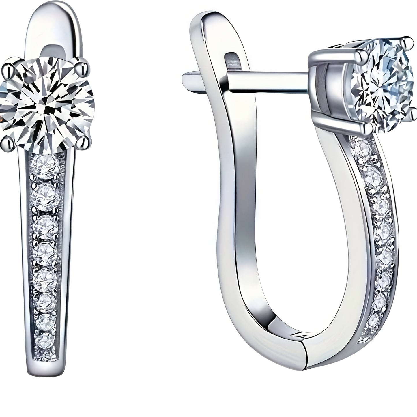 925 Sterling Silver 0.5-2Ct Moissanite Earrings with 4 Small Diamonds, Perfect Anniversary, Birthday, Valentine'S & Mother'S Day Gift for Her, Gift Box Included