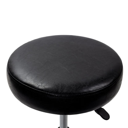 Black Adjustable Rolling Cushion Tattoo Massage Hydraulic Salon Stool with Wheels