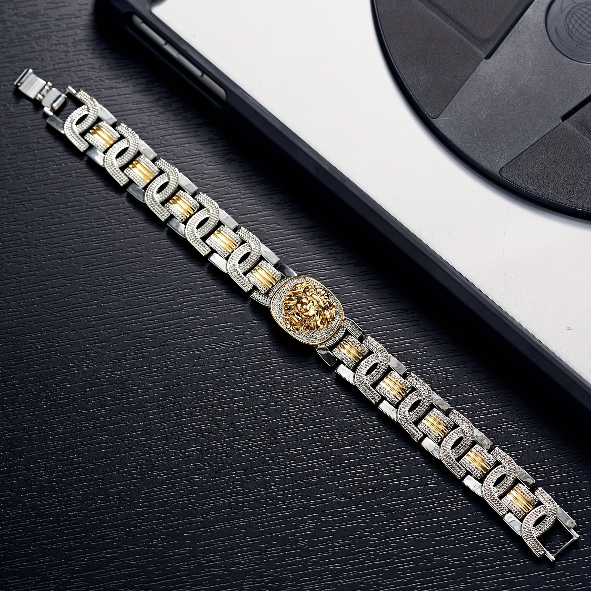 Lion Motif Wide Cuff Bangle - option view 5