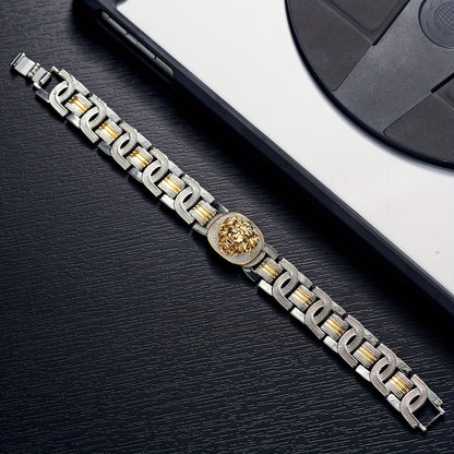 Lion Motif Wide Cuff Bangle - option view 5