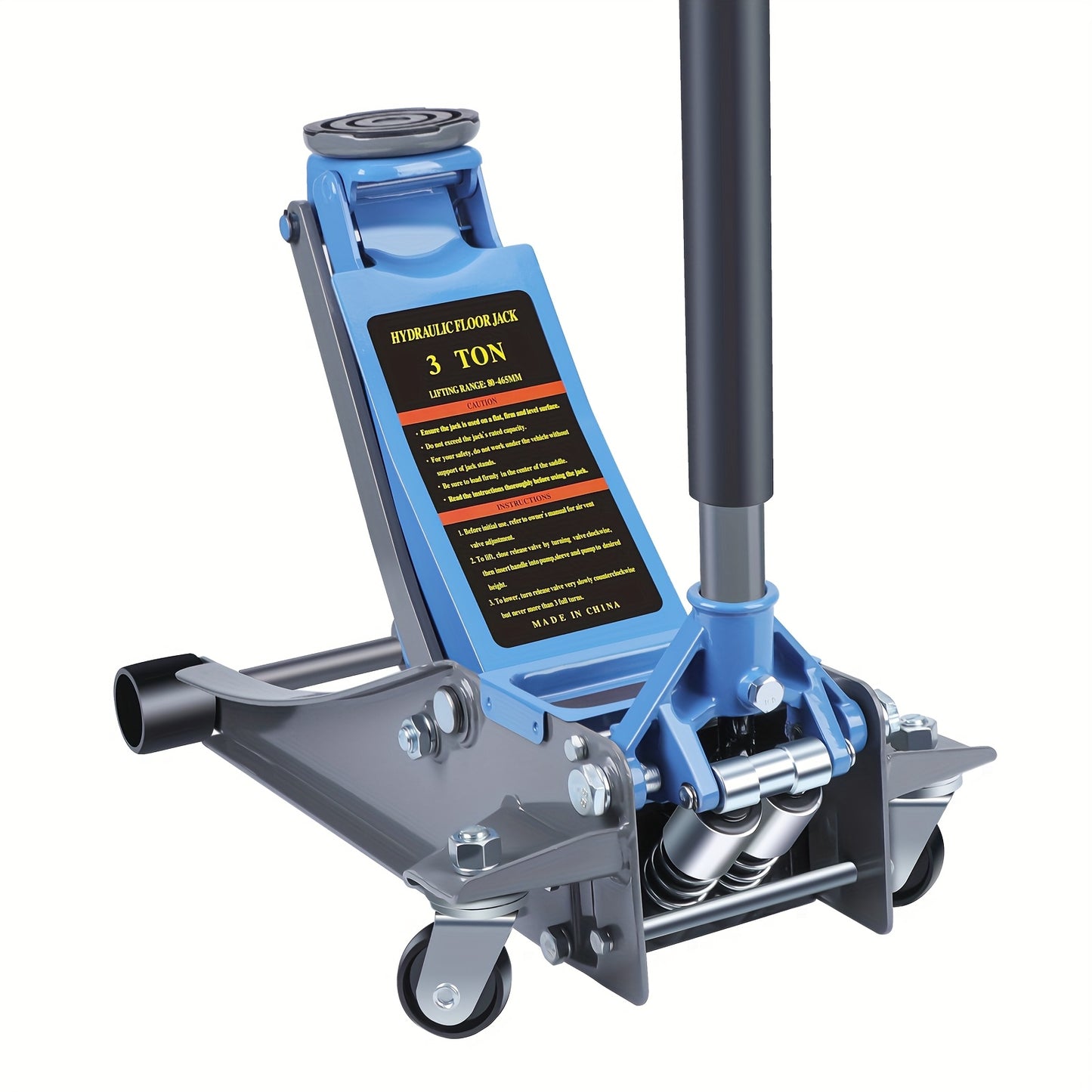 3T Professional Hydraulic Jack, Floor Jack, 134-460Mm/80-465Mm/73-500Mm Lifting Height, 360° Swivel Wheels, Ergonomic Handle for Cars & Suvs, for Car Repair