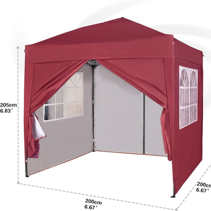 Pop-up Gazebo 2m x 2m With Sides Silver Protective Layer Waterproof Marquee Canopy
