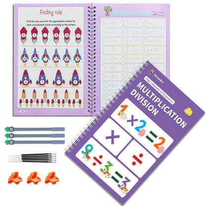 5-Pack Children'S Magic Practice Copybooks Set with Pen and Refills, Reusable 3D Groove Writing Pad for Kids Ages 3-6, Traceable Alphabet, Numbers, Drawing & Math Workbooks for Preschoolers - Educational Handwriting Practice Kit