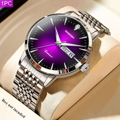 New Banbony Unisex Stainless Steel Quartz Watch with Rhinestone Accents, Water-Resistant IPX7, Sleek HD Dial, Date Display, Golden-Tone Finish - Ideal for Casual Wear, Parties, and Gifts