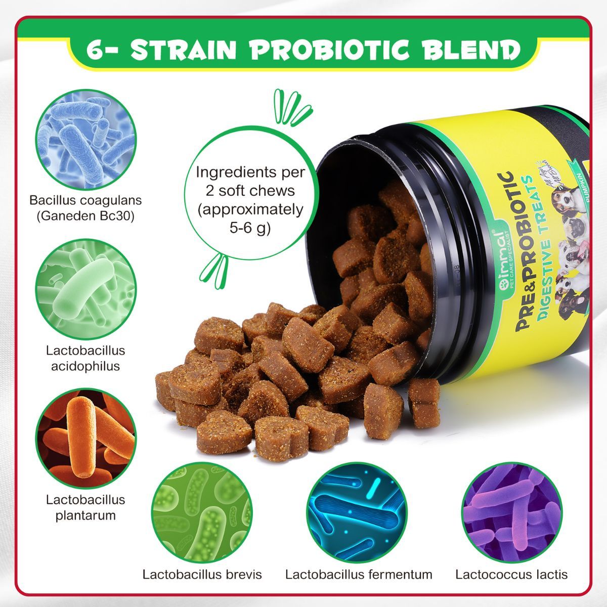 240 Probiotic Soft Chews for Dogs – Pre & Probiotic Blend with Pumpkin & Flaxseed, Supports Gut Flora, Digestion & Immune Health, All Breeds & Sizes