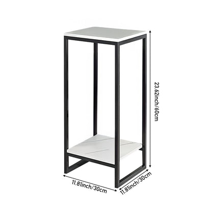 1pc Floor-to-ceiling Flower Stand in The Living Room, Balcony Column Plant Display Rack, Double-layer Plant Display Rack Flower Stand, Black and White, 30*30*60cm