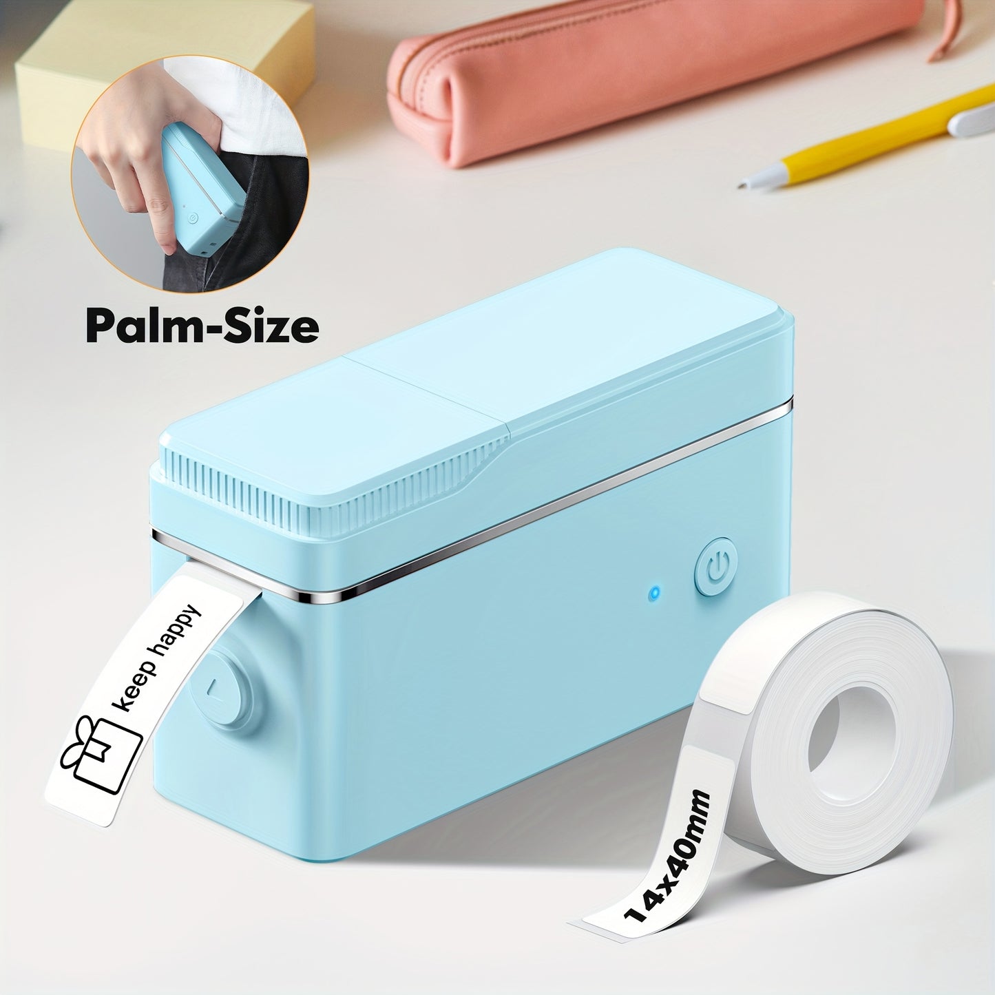 Wireless Portable Label Printer P31B - Mini Handheld Sticker Maker for IOS/Android, No Ink And Toner Required, Includes Self-Adhesive Green Label Roll for Home/Office/School Organization