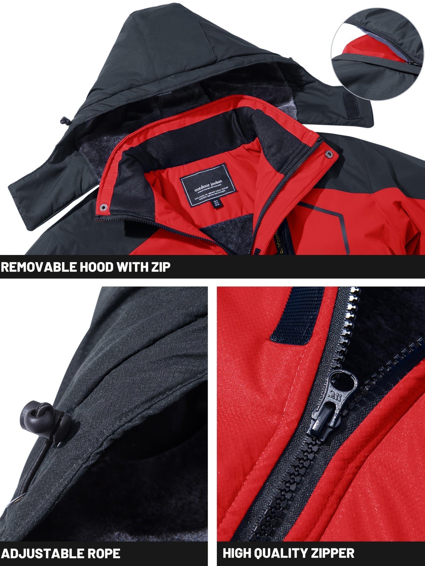 Men's Winter Warm Jackets Fleece Lined Coats Hooded Thermal Outdoor Thick Jacket Heavy Sport Hiking Jogging Camping Fishing Climbing Traveling Skiing Snowboarding Casual Parka