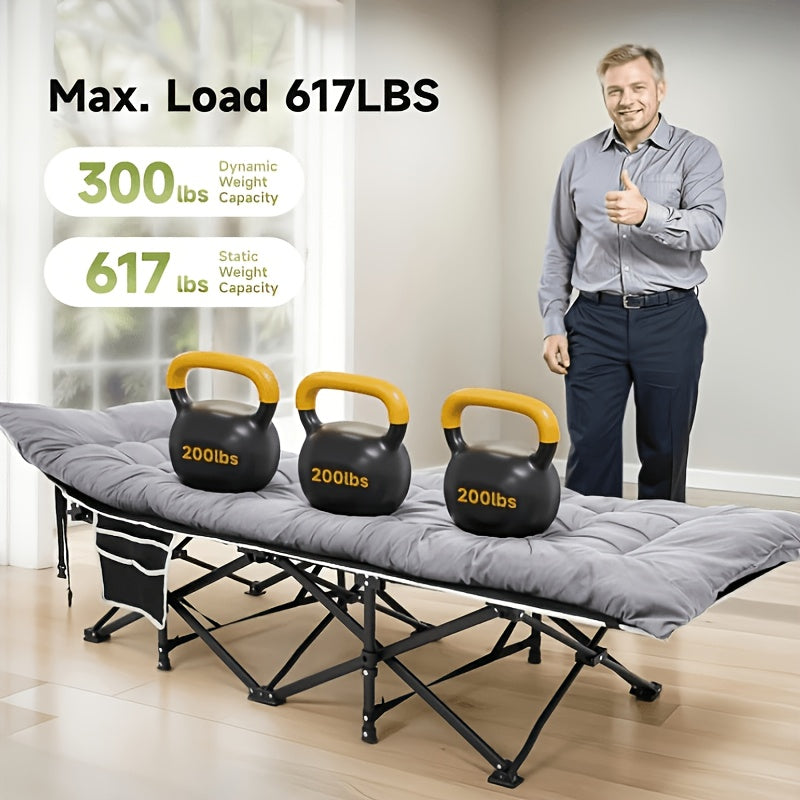 New Heavy-Duty Portable Folding Adult Camping Bed with a Lightweight And Sturdy Frame, Suitable for Camping, Fishing, Home, Office, Travel, Picnicking (Grey), Family Bed, Compact Design, Large Capacity