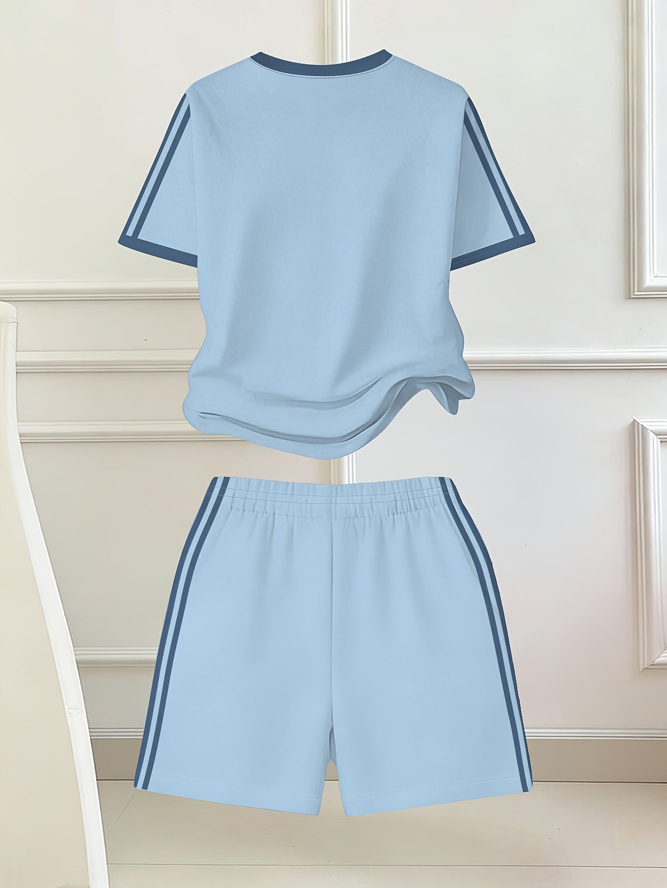 2pcs Set, Easy Bow Print Short Sleeve T-Shirt And Shorts Set, Star Style, Suitable for Spring And Summer, Back-To-School Outfit, Y2K Fashion, Campus Activities, Comfortable Casual, Fashionable And Playful, Hippie Style, Retro Sweet American Style