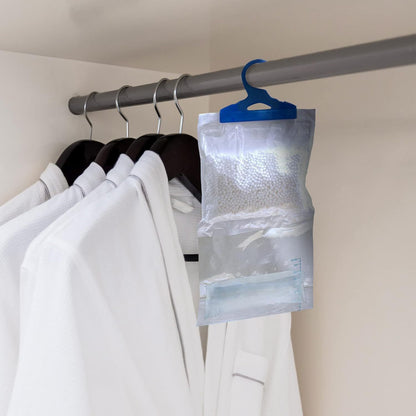 Wardrobe Hanging Moisture Absorber Bags – 5-Pack / 10-Pack (210 g Each) – Closet, Cupboard & Laundry Freshness, Reduces Humidity, No Power or Maintenance Needed