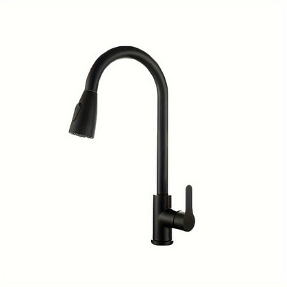 1pc Kitchen Faucet with Pull Down Sprayer, Single Handle Water Kitchen Bathroom Faucet, Stainless Steel Faucet, Two Use Modes Faucets Spray Stream:, Arc 360- Degree Rotary Nozzle Faucets, for Farmhouse, Commercial, Kitchen Bathroom Sink