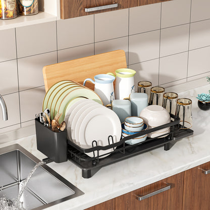 Dish Drying Rack, Dish Drainer Dish Rack, Dish Rack For Kitchen Counter, Dish Drainer With Drainboard Set And Utensil Holder
