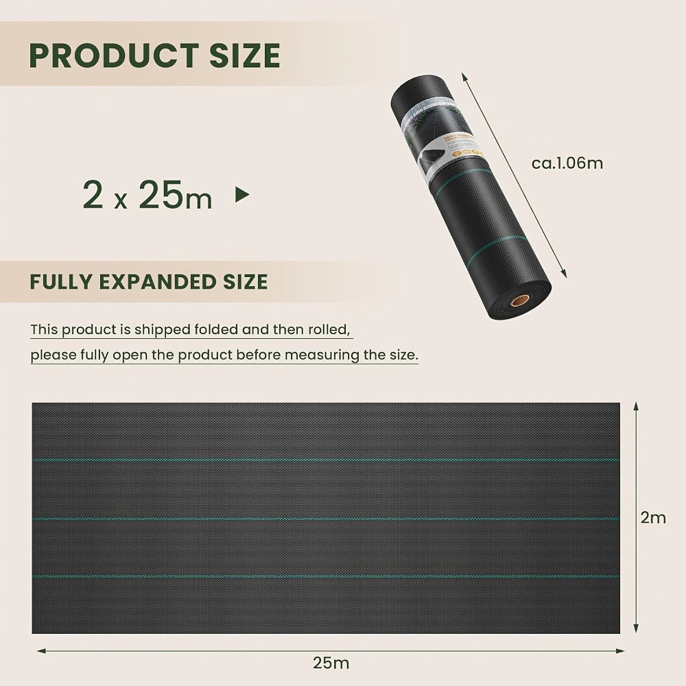 Woven Weed Control Membrane Heavy Duty UV Protection Black Weed Barrier Fabric for Garden Beds Patios Paths Landscaping Ground Cover 1m 2m 3m 4m Wide Multi-Size UK