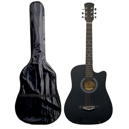 38" Full Size Cutaway Acoustic Guitar with Steel Strings & Carry Bag Hardwood Finish Classical Style Guitar for Beginners & Practice (Black/Blue/Coffee//Natural/Red)