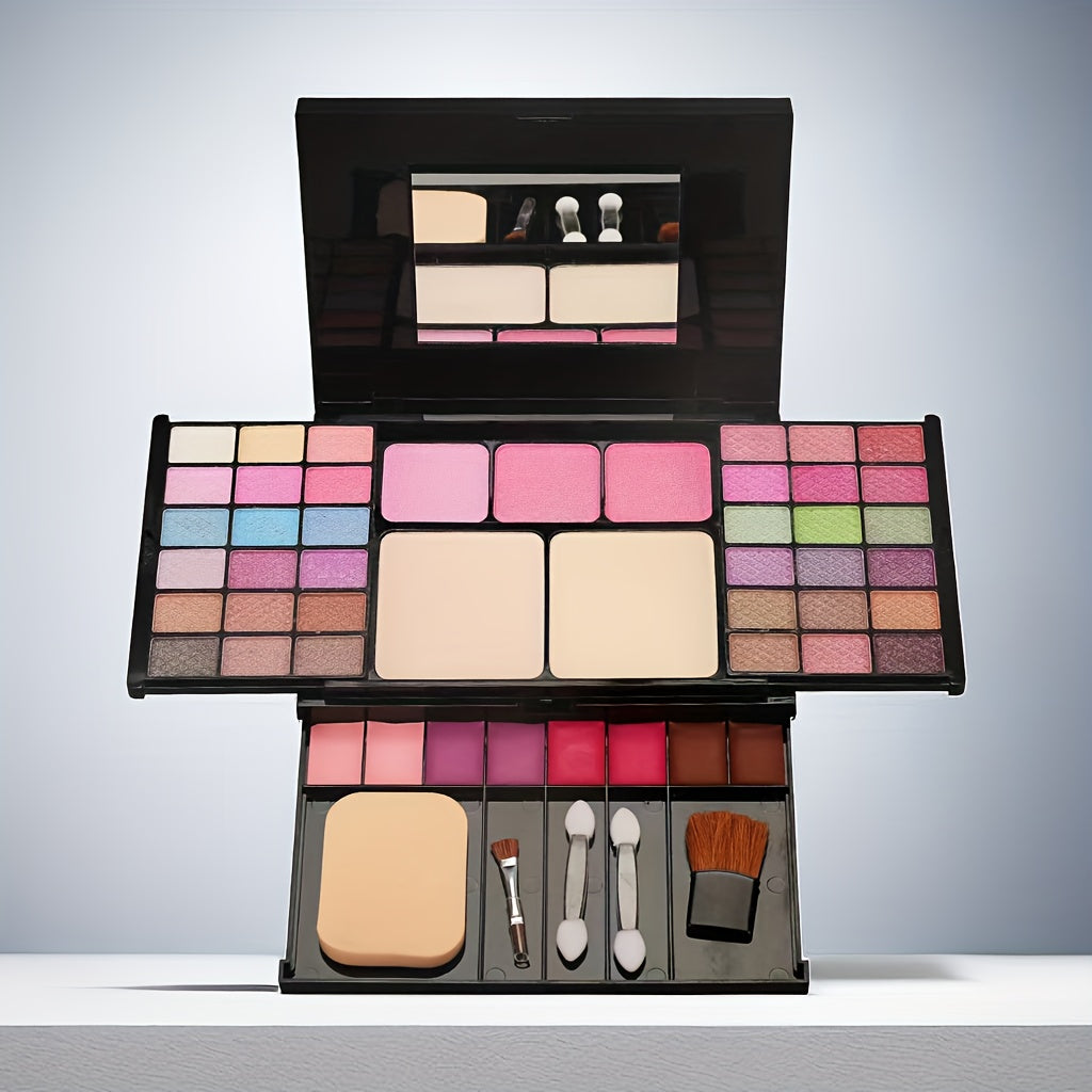 All-in-one Multifunctional Makeup Kit, Featuring 49-shade Eyeshadow Palette, Waterproof Nude Lipstick, Blush, and Setting Powder. The Complete Makeup Set Includes 36 Eyeshadow Shades + 3 Blush Shades + 2 Powder Shades + 8 Lip Gloss Shades