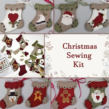Pre-cut Felt DIY Christmas Valentine's Embroidery & Holiday Heart Decoration Craft Kit Suitable for New Year's - Beginner-Friendly Hand-Sewn Seasonal Decorations with Fabric, Pre-Cut Shapes for Adults & All-Season Crafting