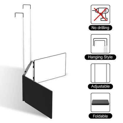Multi-Functional Tri-Fold Makeup Mirror, Foldable Barbering Tri-Angle Mirror - Height-Adjustable, Hook-Mounted, Foldable, Wall-Mounted, Suitable for Self-Haircutting, Shaving, Grooming, Facial Treatments and Makeup Application