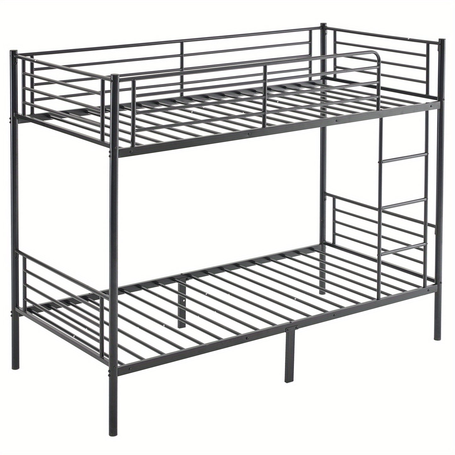 [Heavy Duty Bunk Bed] Sturdy Metal Frame, Heavy Duty Twin-Over-Twin Metal Bunk Bed | Built-In Safety Ladder, Full Guardrails & Underbed Storage - Modern Black Finish, Easy Assembly, No Power Needed for Bedroom, Dorm, Guest Room, Bunk Bed for Bedroom, Dorm