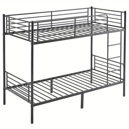 [Heavy Duty Bunk Bed] Sturdy Metal Frame, Heavy Duty Twin-Over-Twin Metal Bunk Bed | Built-In Safety Ladder, Full Guardrails & Underbed Storage - Modern Black Finish, Easy Assembly, No Power Needed for Bedroom, Dorm, Guest Room, Bunk Bed for Bedroom, Dorm