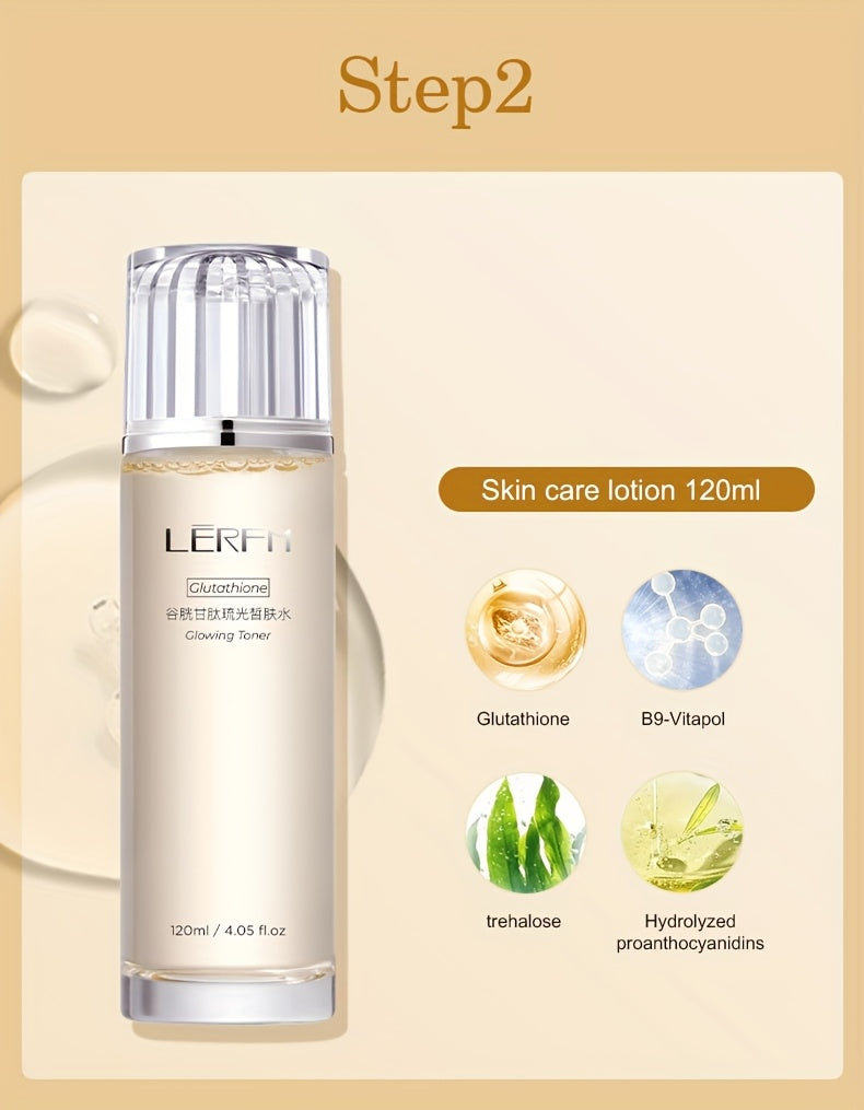 8pcs LNFK Glutathione Hydration Skincare Set - Moisturizing, Firming, and Softening for Dry & Combination Skin - Hypoallergenic, All Skin Types, Ideal Gift for Valentine's Day, Mother's Day, Birthdays, Luxury Gift Box, Moisturizing Routine | Luxury