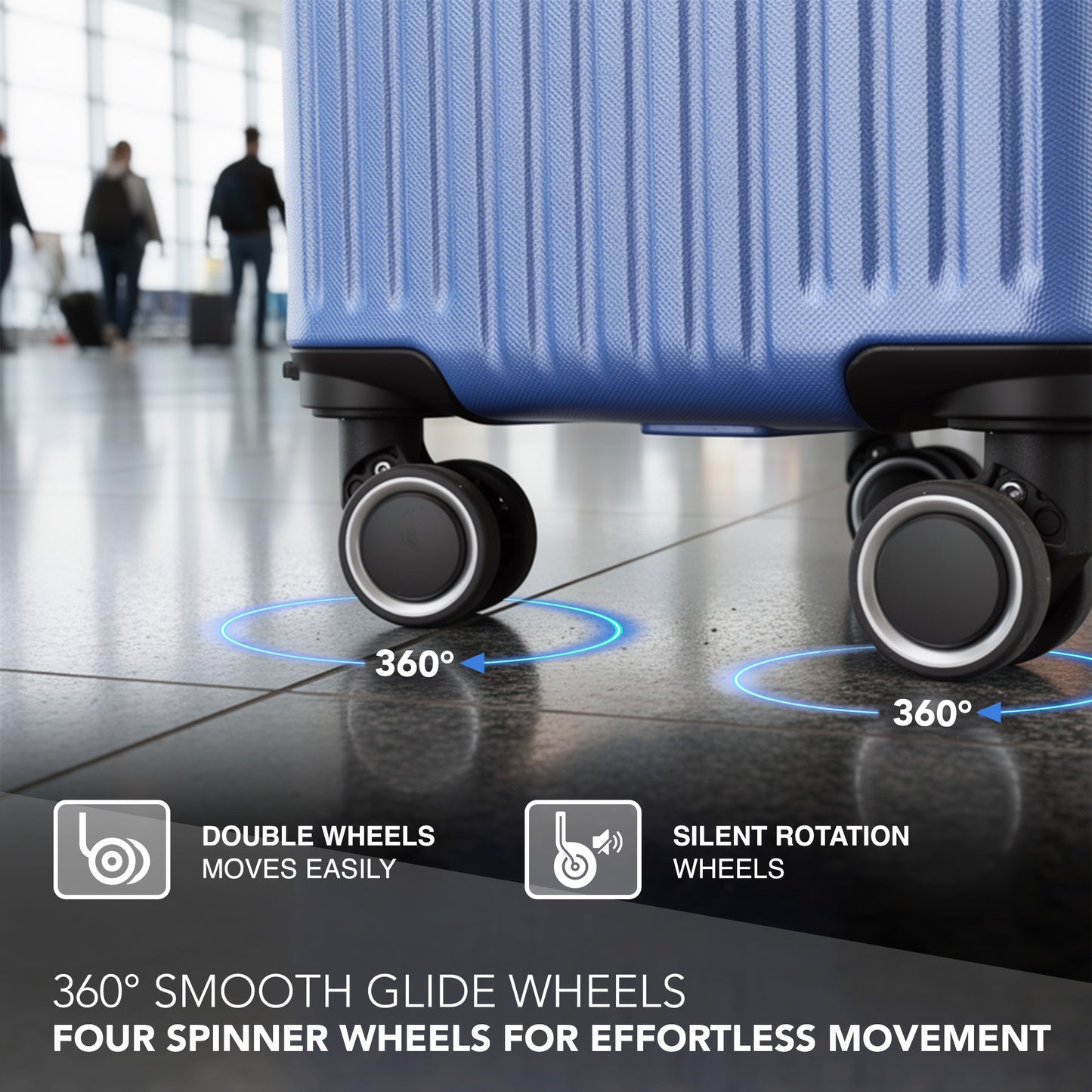 LUGG - Vacay 40cm Suitcase - 40x30x20cm without wheels - Ryanair Compatible - Underseat Size - Hard Shell ABS with Smooth 360° Wheels & Removable Wheels