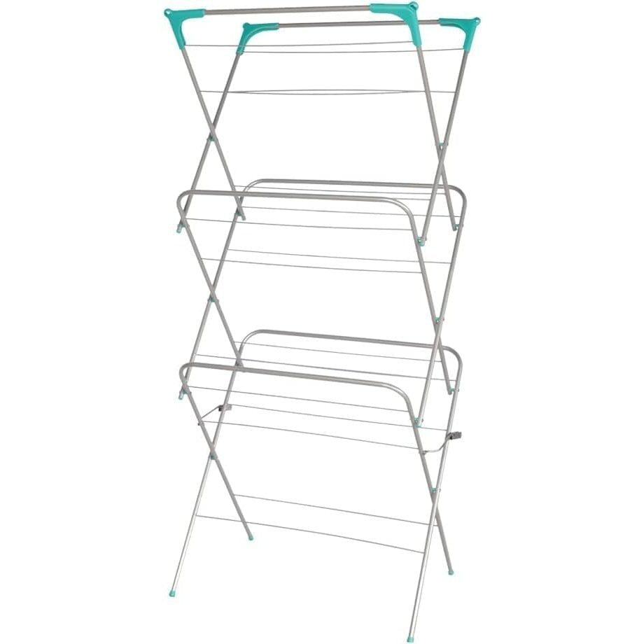 UTTAM Clothes Airer Alloy Steel Foldable Design : Sturdy with Corner Hooks and Sock Dryer - 15M / 15KG Drying Capacity (1, Grey)