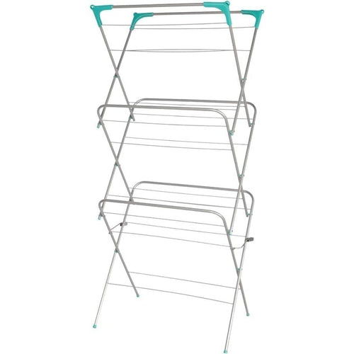 UTTAM Clothes Airer Alloy Steel Foldable Design : Sturdy with Corner Hooks and Sock Dryer - 15M / 15KG Drying Capacity (1, Grey)