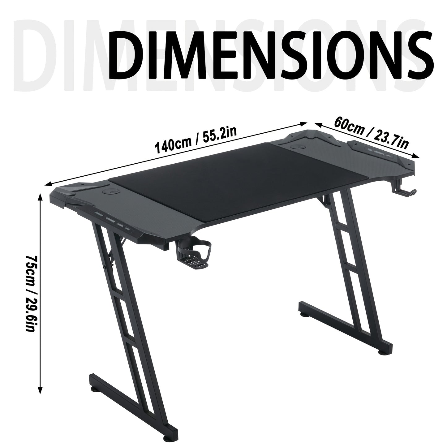 Computer Desk Office Desk with Cup Holder, Headphone Hook Z-Frame PC desk Gaming Desk for Home Office Room Corner Desk Patchwork Model