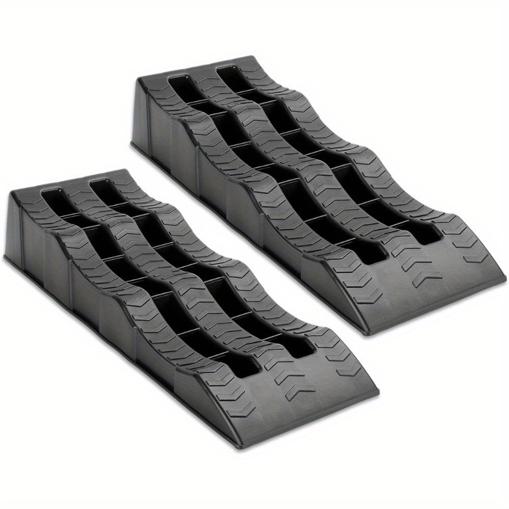 2pcs Car Ramps 4 Ton Plastic Kerb Ramps Wavy Ramp Car Ramps Heavy Duty 3 Step Car Lift Ramps Caravan Leveling Ramps for Home Garage Motorhome Leveling 61X21.5X12CM
