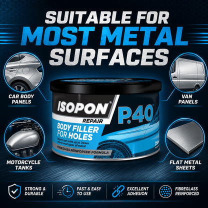 UPOL ISOPON P38 Easy Sand Body Filler Paste 250ml | Two Part Polyester Car Repair Kit for Dents, Scratches, Holes | Paintable Smooth Finish | Metal & GRP Compatible
