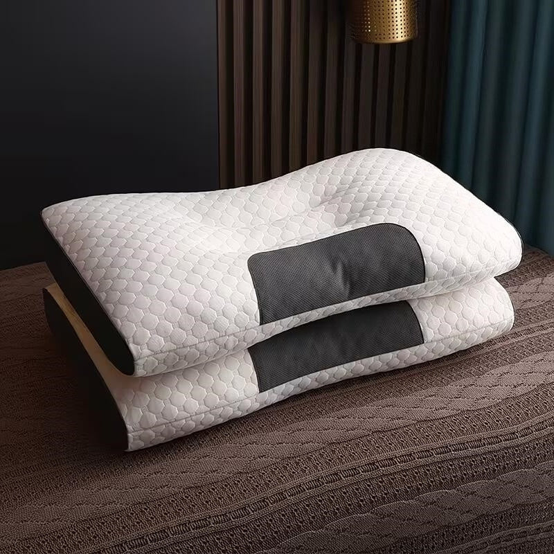 2pcs Soft Low Pillows, Soft Slim Pillow, Medium Thickness Pillow, Modern Zipper Design, Hotel-Quality Polyester Filling, White & Gray, Perfect for Home Bedroom Decor, Christmas & New Year Gift