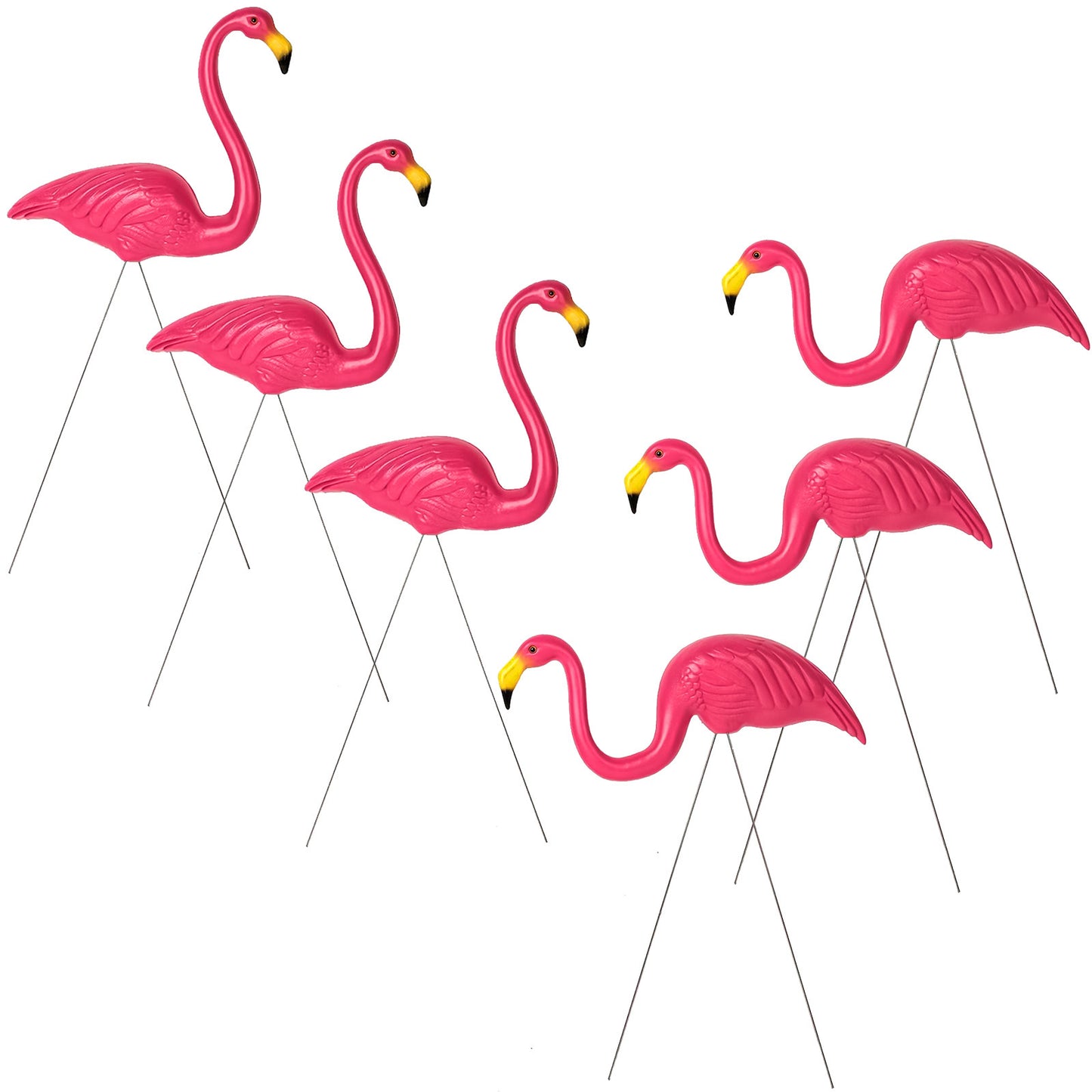 Flamingo Garden Ornaments – Pair of Pink Flamingo Yard Statues with Ground Spikes – Durable Weatherproof PE Decoration for Lawn, Patio, or Outdoor Display