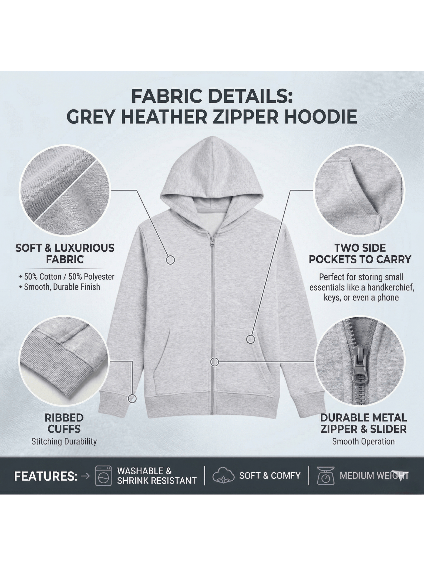 GW CLASSY OUTFIT Boys Girls Casual Fleece Hoodie Kids Lightweight Zipper Sweat Shirt Soft and Comfortable for School and Everyday