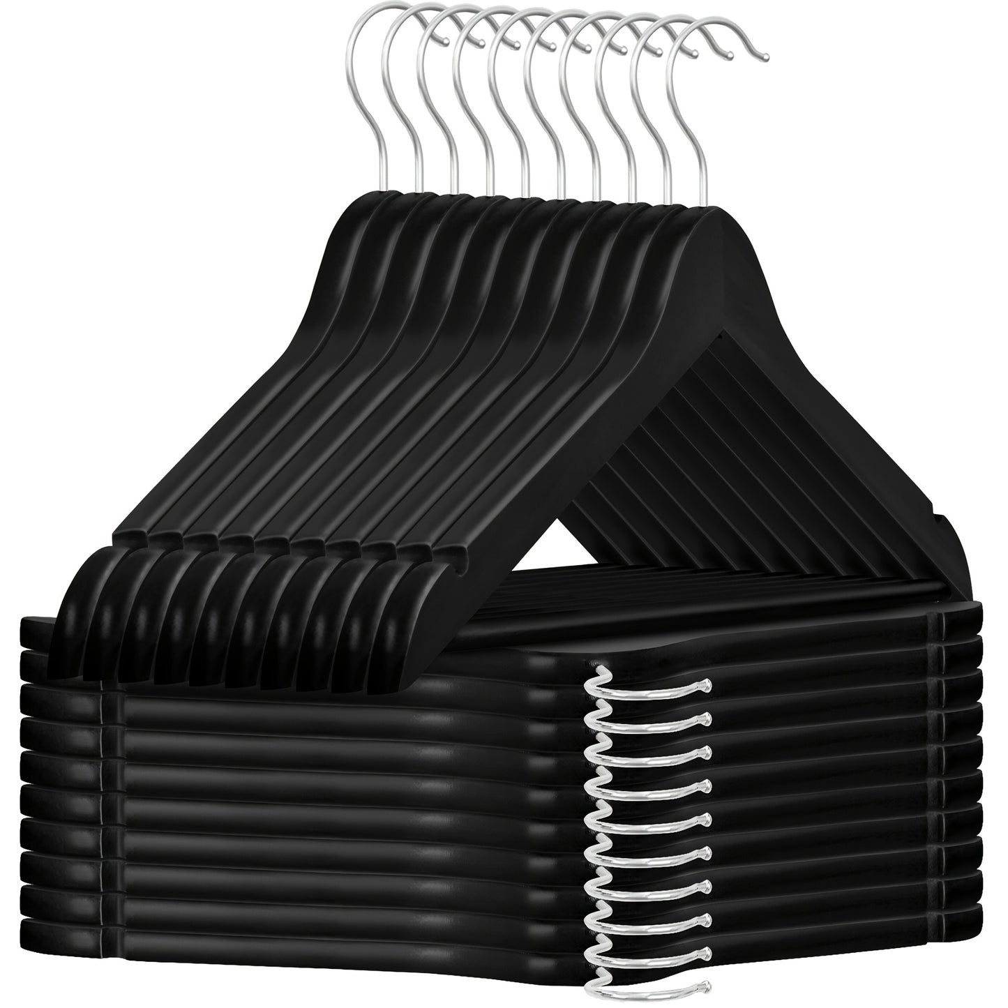 20/40pcs Wooden Coat Hangers, Strong Wood Hanger, with 360° Hook, Shoulder Notches for Suspenders, Coats, Jackets, Suits