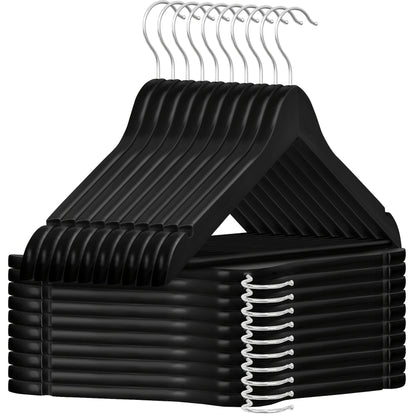 20/40pcs Wooden Coat Hangers, Strong Wood Hanger, with 360° Hook, Shoulder Notches for Suspenders, Coats, Jackets, Suits