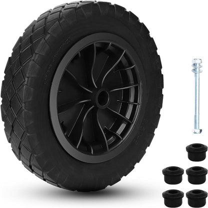 Foam Filled Wheelbarrow Wheel 14 Inch with Axle – PU Puncture Proof Tyre 3.50-8 Heavy Duty 120kg Replacement for Garden Barrow Trolley Cart UK