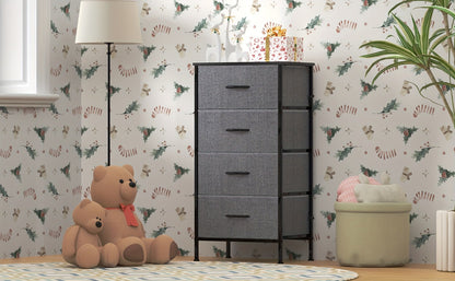 4-Drawer Chest of Drawers Metal Frame & MDF Top – Slim Bedroom Storage Unit 45x30x91cm UK
