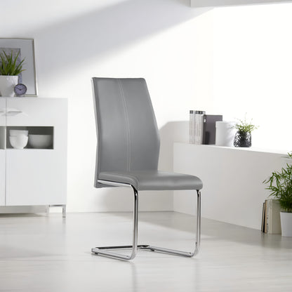 Modern Cantilever Dining Chair - Neutral Leather And Metal Design, Ergonomically Comfortable for Today'S Living Areas