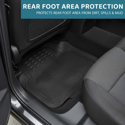 Heavy Duty Rubber Car Mats Universal Non Slip Floor Mats or Waterproof Boot Liner | Trim to Fit All Weather Protection for Cars, Vans, SUVs & Trucks
