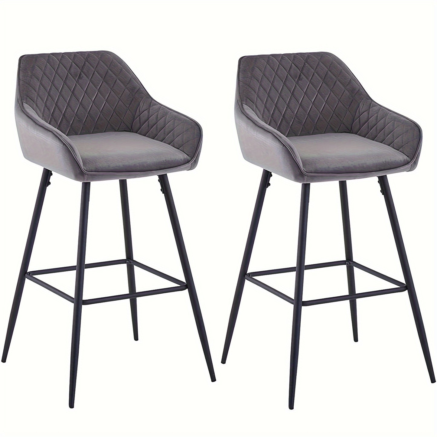 Bar Stools Set of 1 2 Velvet Breakfast Stools Upholstered Kitchen Bar Chairs With Armrest & Backrest Barstools For Kitchen Counter