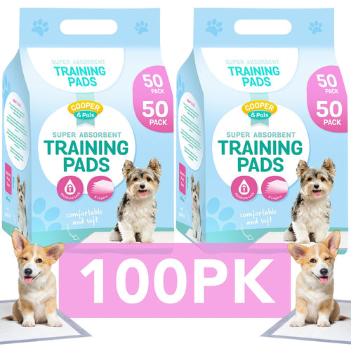 Puppy Training Pads 100 Pack Large 60x45cm | Super Absorbent Leak-Proof Dog Pee Pads with Odour Control | Bulk Disposable Toilet Mats for Housebreaking & Travel