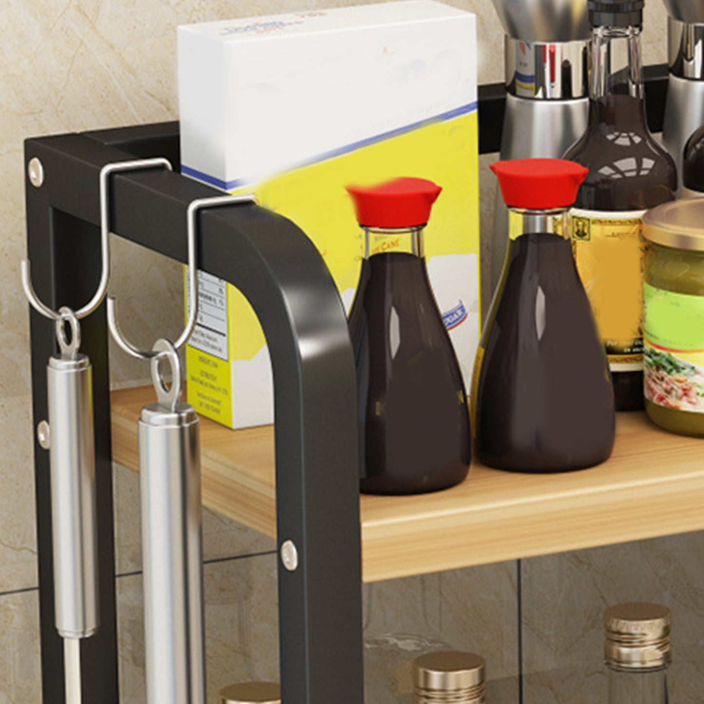 1pc 2 Tier Countertop Storage Rack, Spice Organizer, Countertop Storage Box, Accessories for Bedroom, Bathroom, And Kitchen, Home Storage And Organization, Utility Racks