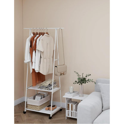 Multifunctional Metal Clothes Hanger with Triangular Wheeled Stand, Mobile Multi-Layer Storage And Organization Rack, Suitable for Home, Kitchen, Wardrobe Organization, Hanging Clothes And Coat Rack - Suitable for Easter, Thanksgiving, Valentine'S Day, Fa