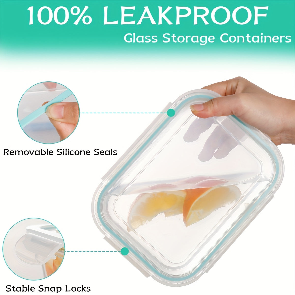 16pcs Glass Food Storage Containers with Sealed Lids, Food Storage Containers And Fresh-Keeping Boxes, Reusable, for Kitchen Food Storage, Outdoor Camping Food Storage, Christmas, Mother'S Day (8 Glass Bowls 8 Lids)